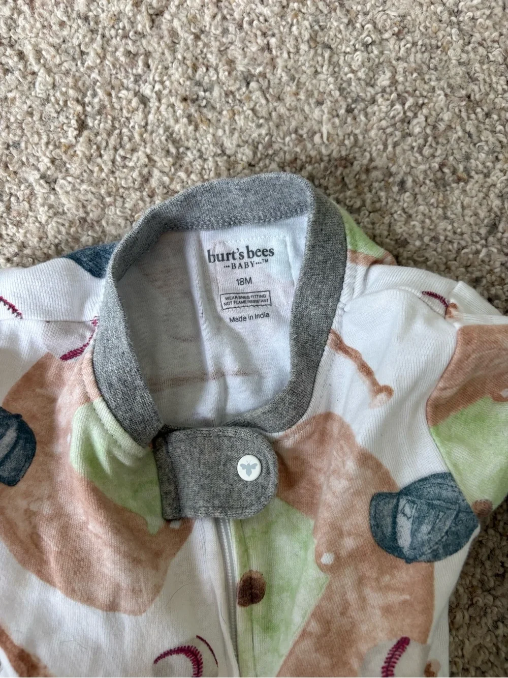 Burt’s Bees Baby Set Of 3 Pajamas 18 Months Zipper Boats Juice Box Baseball
